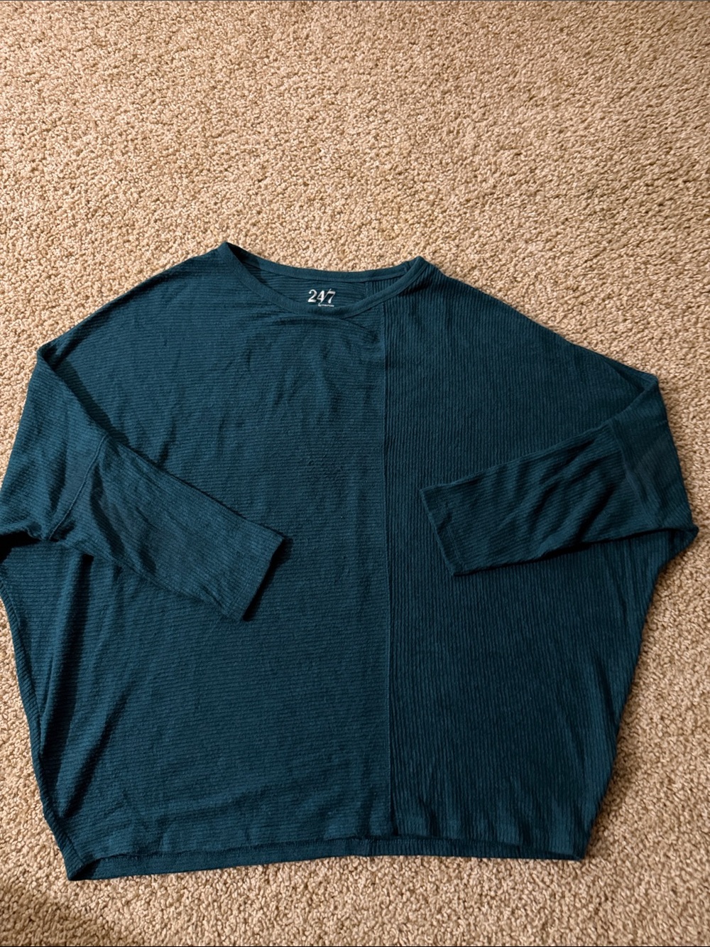 47 Men's Dark Teal Long-Sleeve Ribbed Shirt